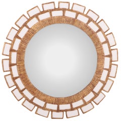 A Snow White Glass and Resin Convex "Sunburst" Mirror.