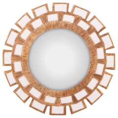A Snow White Glass and Resin Convex "Sunburst" Mirror.