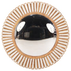 A Cream Glass & Resin Convex "Sunburst" Mirror.