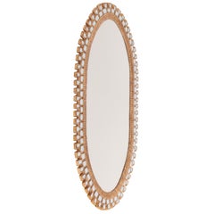 Oval Gilt Resin and Blue Glass Wall Mirror