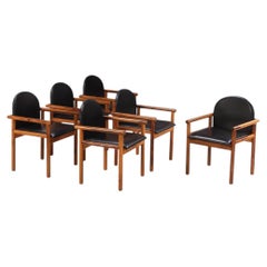 Set of Six Italian Olive Wood Armchairs, C. 1965.