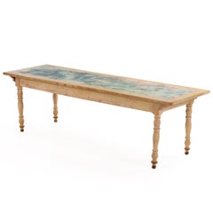 Rare French Painted Pine Farm Table, 19th C.