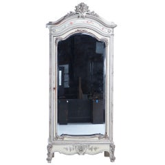 French Painted Walnut Single-Door Armoire, C. 1880