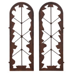 Pair of Arched French Brutalist Iron Panels, C. 1960