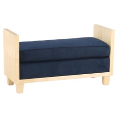 Modernist Style Parchment-Upholstered Bench, in the manner of Jean-Michel Frank