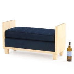 Modernist Style Parchment-Upholstered Bench, in the manner of Jean-Michel Frank