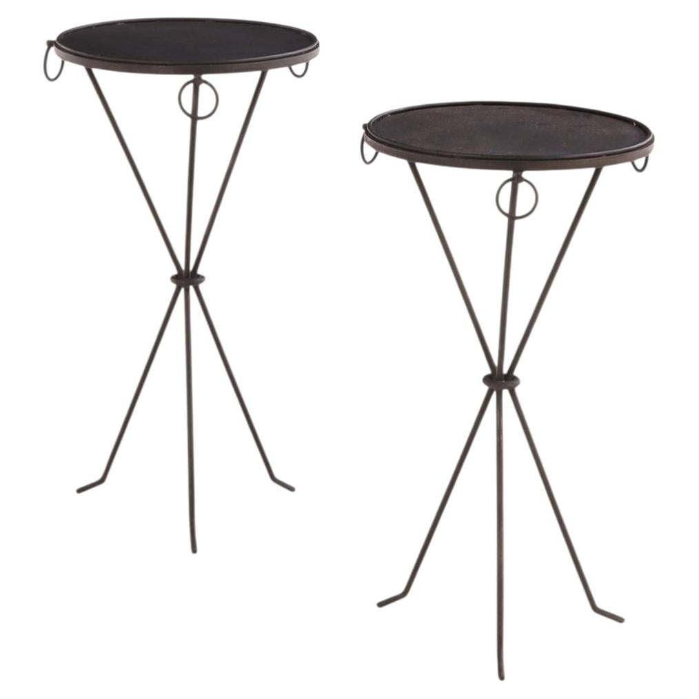 A Pair of Gueridon Style Iron Drink Tables, in the manner of Jean-Michel Frank
