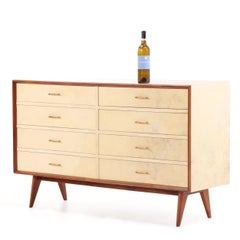 Mid-Century Mahogany and Parchment Commode, C. 1950