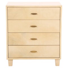 Mid-Century Parchment Covered Commode or Night Stand, C. 1960.