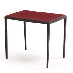 Iron and Leather Side Table in the manner of Jean-Michel Frank, Contemporary