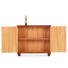 Two Door Mahogany Parquet Cabinet, in the manner of Jean-Michel Frank