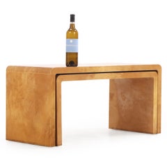 A Nesting Set of Two Parchment Coffee Tables in the manner of Jean-Michel Frank