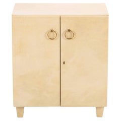 Mid-Century Two Door Parchment Cabinet, C. 1950