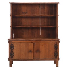 French Brutalist Solid Oak Open Top Cabinet, C. 1940