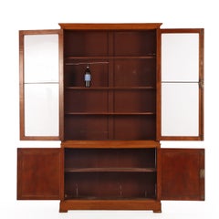 19th Century Italian Cherrywood Cabinet with Original Wavy Glass