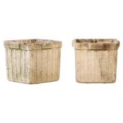 Pair of 14" Square Ribbed Garden Planters