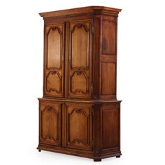 Zweiteiliger Schrank aus französischer Eiche aus dem 19. Jahrhundert, um 1860