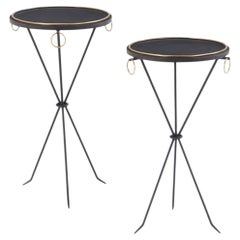 A Pair of Gueridon Style Iron & Bronze Drinks Tables, in the manner of Jean-Mich