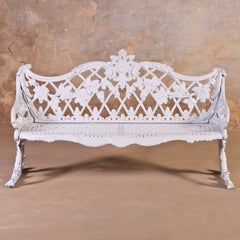 Victorian Revival Cast Aluminum Sleigh-Form Garden Bench, C. 1950.