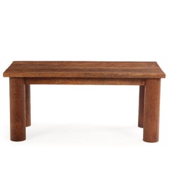 Unusual French Brutalist Palm Wood Dining Table or Executive Desk, C. 1975.