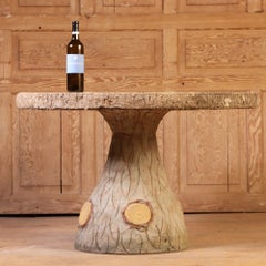 French Cast Stone Faux Bois Garden Table, C. 1960
