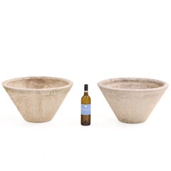 Pair of Round Cast Stone Garden Urns Attributed to Willy Guhl, C. 1970