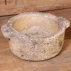 Pair of French Carved Stone Planters with Handles, C. 1910