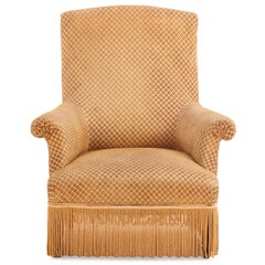 French Napoleon III Library Chair Resting on Ebonized Turned Feet, C. 1860