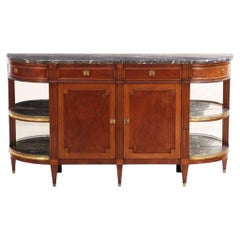 Mahogany Louis XVI Marble Top French Sideboard, C. 1880