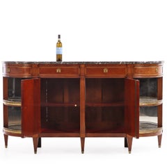 Mahogany Louis XVI Marble Top French Sideboard, C. 1880