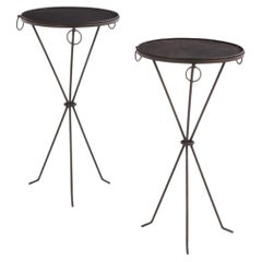 A Pair of Gueridon Style Iron Drink Tables, in the manner of Jean-Michel Frank