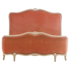 French Louis XV-Style Painted and Upholstered Full Bed, ca. 1940.