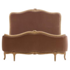 French Louis XV-Style Painted and Upholstered Full Bed, Ca. 1940.