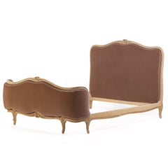 French Louis XV-Style Painted and Upholstered Full Bed, Ca. 1940.
