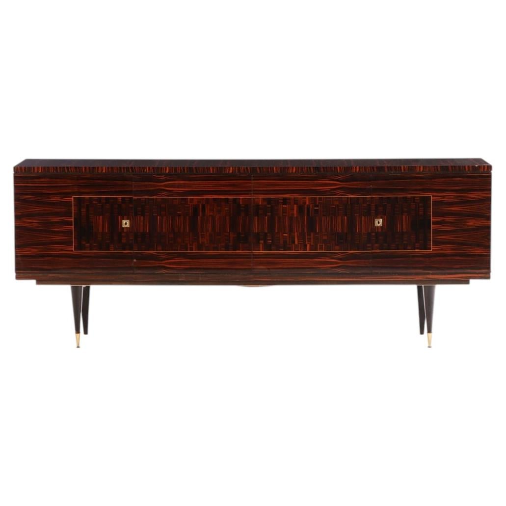 French Mid-Century Macassar and Ebony Sideboard, C. 1955.