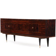 French Mid-Century Macassar and Ebony Sideboard, C. 1955.