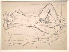 « Nu masculin allongé », dessin d'Edward Wolfe