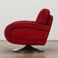 A Large Italian Mid-Century Modern Swivel Lounge Chair, C. 1960.