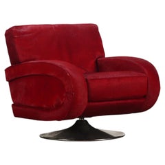 A Large Italian Mid-Century Modern Swivel Lounge Chair, C. 1960.