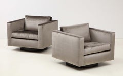 Pair of Swivel Cube Lounge Chairs by Harvey Probber, unlabeled.