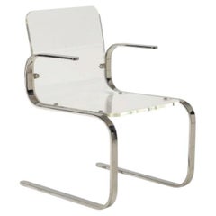 Mid Century Modern Lucite and Chrome Cantilever Armchair, C. 1970.