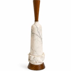 Pair of Mid-Century Carved Marble Table Lamps. Italy, 1960s.