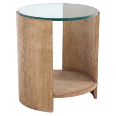 French Cerused Oak and Glass Table, C. 1940.