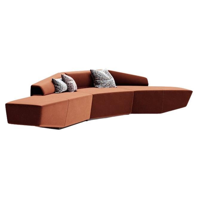 Contemporary Modular Sofa Settee Velvet Geometric For Sale 1