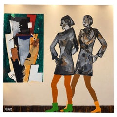 Kenzo, "Reflexion sur le cubisme", large-scale oil and acrylic on canvas, Paris