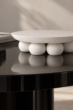 White Organic Modern Centerpiece Stand, Cast Stone by Alentes, Greece