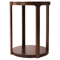 Art Deco Side Style Table in Oak with Ebony Veneer and Bronze Inlays