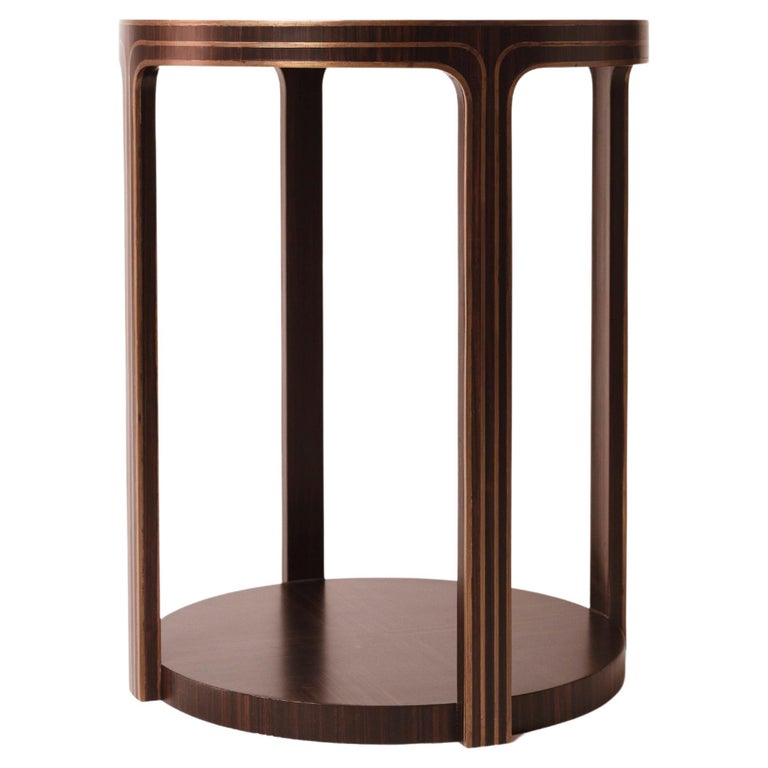 Oak table with ebony veneer and bronze inlay, new