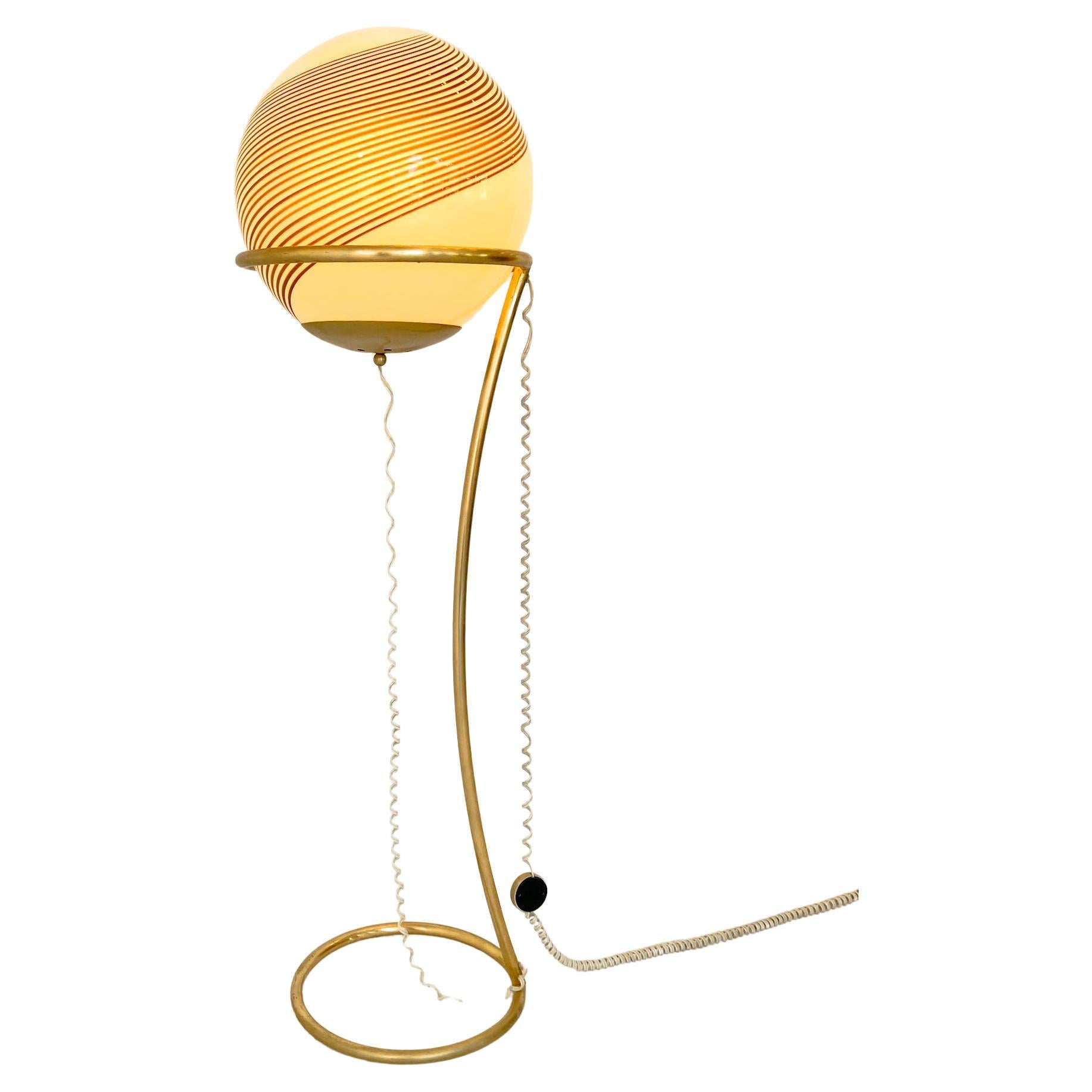 Mid-Century Modern Murano Glass Brass Floor Lamp attr. to Venini, Italy 1960s For Sale