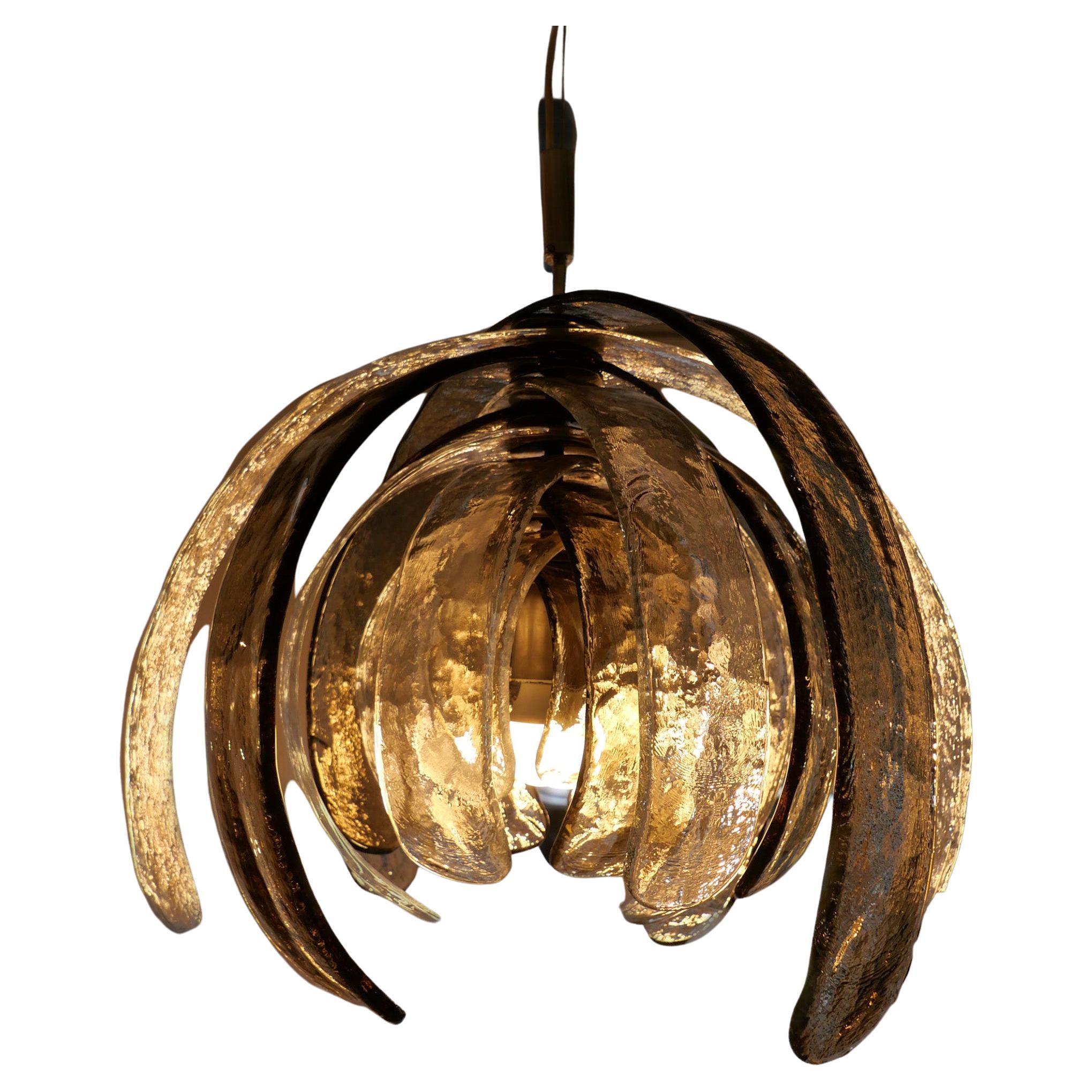Mid-Century Modern Murano Glass Pendant Lamp Artichoke by Carlo Nason, Italy 70s For Sale